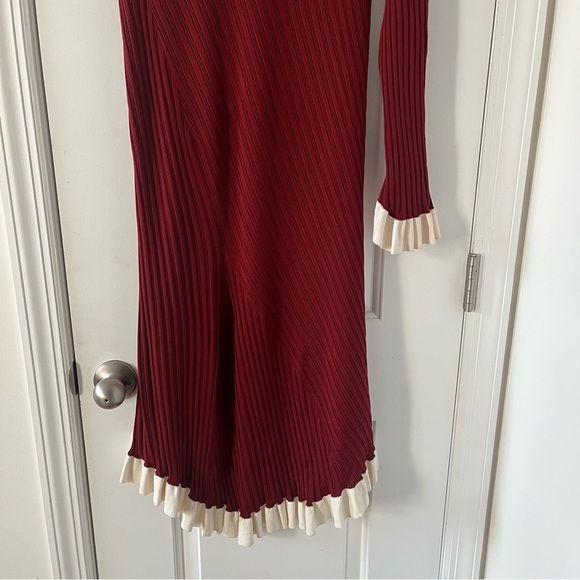 Esteban Cortazar Asymmetric one-shoulder ribbed stretch-knit dress ruffled XL - Picture 10 of 16